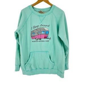 Redwood National Park Camping pajama top with kangaroo pocket and camper picture